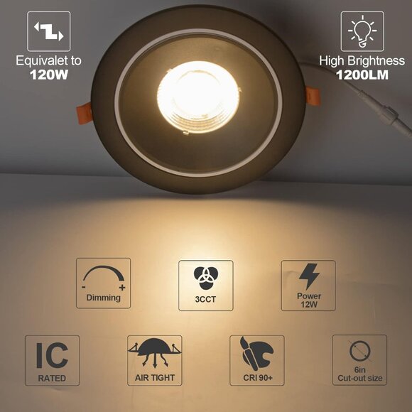 Recessed LED Gimbal Light‎ 6 inch Pack of 6 - Picture 2 of 7